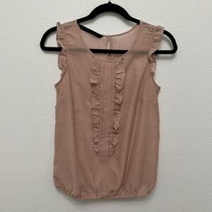 Zara Basic Women's Sheer Sleeveless Ruffle Blouse